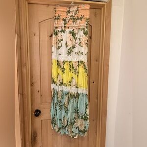 Strapless smocked maxi dress